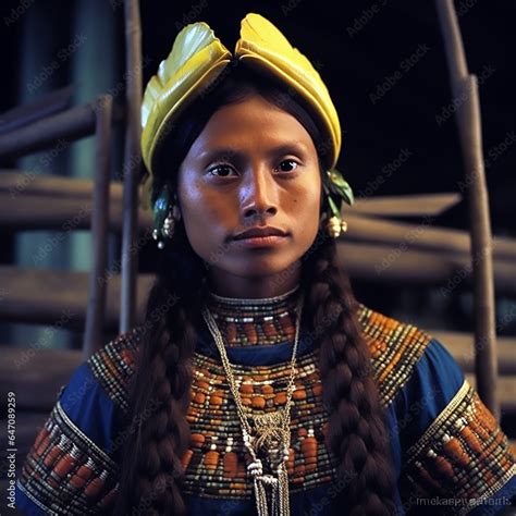 Indio tribal de piel oscura posando para fotografía con traje étnico