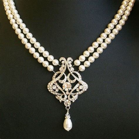 Vintage Wedding Collier Art Deco Vintage Collier Diamanten Perlen