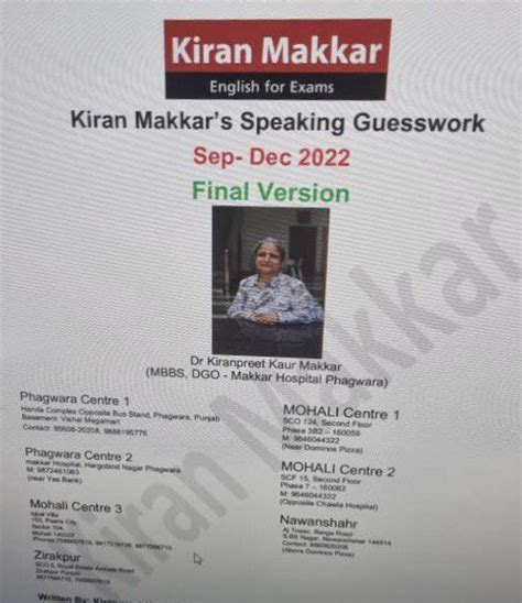 Kiran Makkar S Speaking Guesswork September To December Final