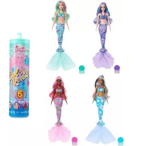 Boneca Barbie Color Reveal Sereia Surpresa Mattel Hth Shopee Brasil