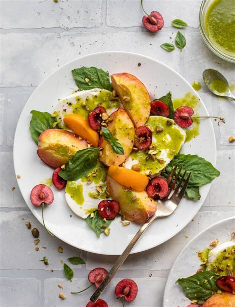 Summer Stone Fruit Caprese Salad With Basil Vinaigrette By How Sweet Eats Reciplate