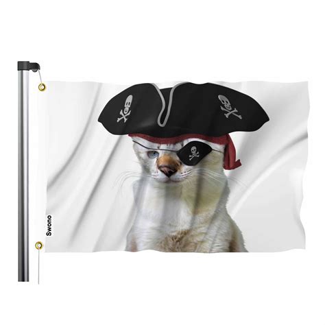 Swono Cat Pirate Flag 3x5 Ft Funny Animal Skull Blindfold