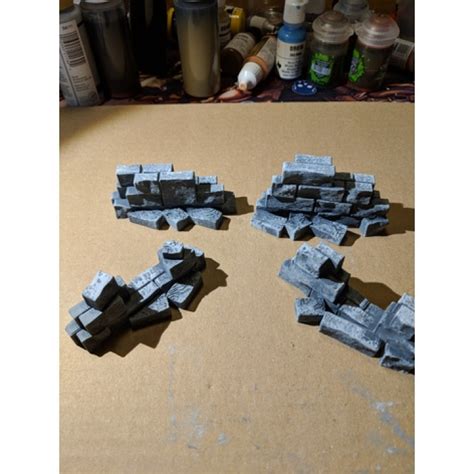 3d Printable Fantasy Wargame Terrain Ruined Wall Sections By Brander