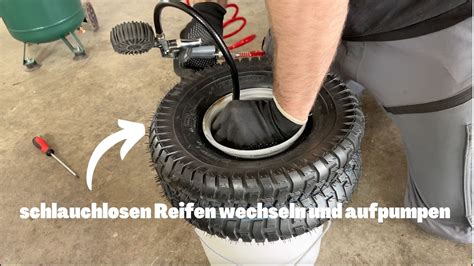 Rasenm Hertraktor Reifen Wechseln Schlauchlosen Reifen Aufpumpen Z B