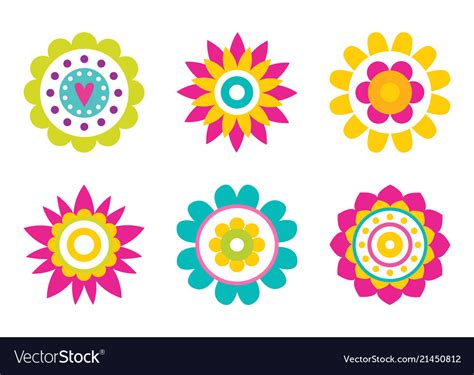 Stylish Abstract Round Flowers Of Simple Elements Vector Image