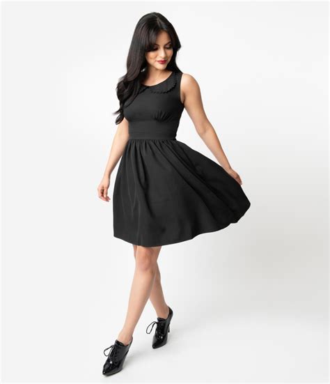 Sourpuss Black Knit Studded Collar Short Sleeve Fit And Flare Dress