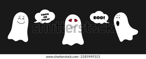 Vector Set Cute Funny Ghosts Isolated Stock Vector Royalty Free 2185949313 Shutterstock