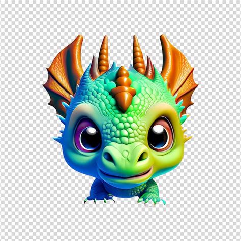 Premium Psd Colorful Cute Dragon Face Clipart Png Clip Art Library