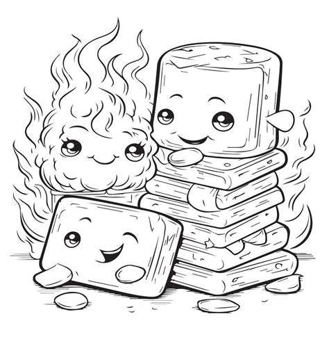 Coloring Page Smores Cartoon Style 27600858 Vector Art At Vecteezy