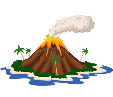 Volcanic island cartoon stock vector. Illustration of lava - 45750121