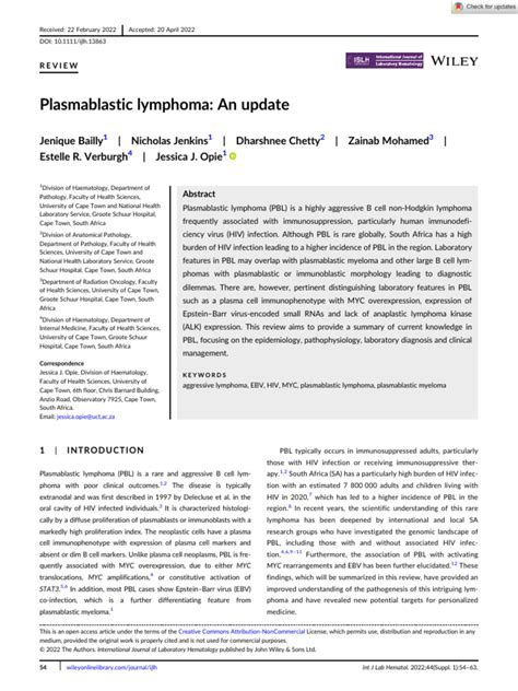 Plasmablastic Lymphoma An Update | PDF