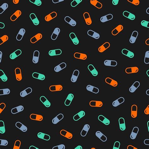 Premium Vector Seamless Pattern With Colorful Pills And Black Background