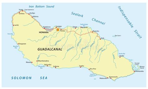 Guadalcanal Island map stock vector. Illustration of state - 83607131