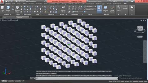 D Array With Autocad Rectangular Array Youtube