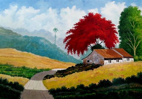 Paisagem Rural X Cm No Elo Pintura Em Tela Os Rio Gimenes D C