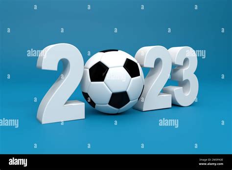 Football 2023 lettering with soccer ball on blue background. Year 2023 ...