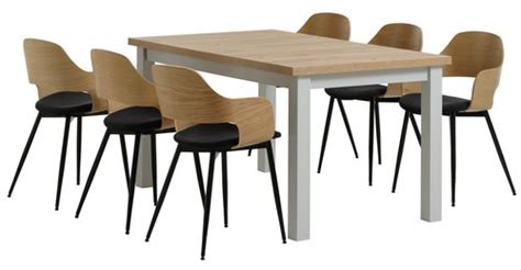 MARKSKEL L150 193 Tafel Lichtgrijs 4 HVIDOVRE Stoelen Eik JYSK