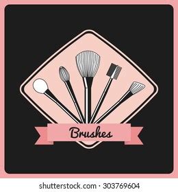 Beauty Salon Badge Makeup Brushes Logo Stock Vector Royalty Free