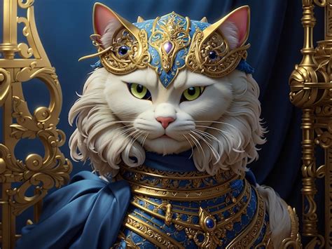 Un Lindo Gato Con Adornos De Oro Como La Realeza Foto Premium