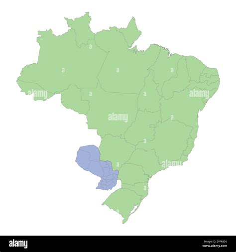 Hochwertige Politische Landkarte Brasiliens Und Paraguays Mit Grenzen