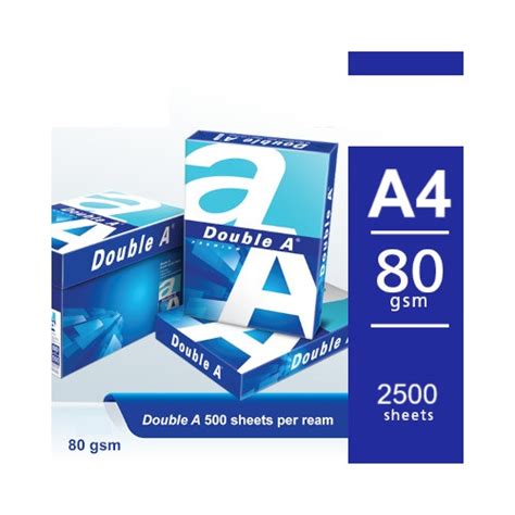 Double A Premium A4 Paper 80 GSM 5 Reams X 500 Sheets White Multi