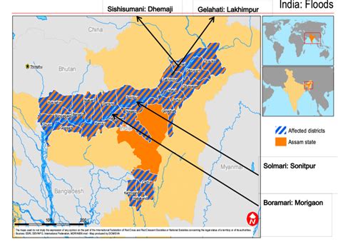 Assam State Map Showing Flood Affected Districts Download Scientific