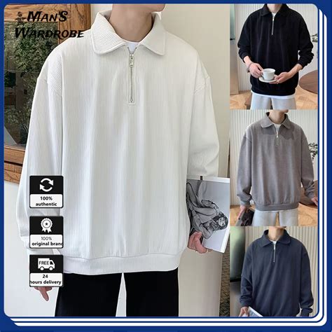 Colorzipper Design Long Sleeve Korean Polo For Men High Quality