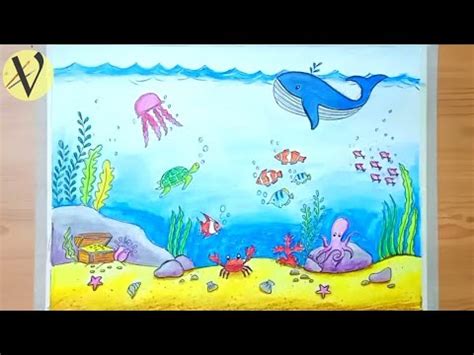 draw underwater scenery   draw water animals youtube