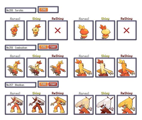 Shiny Recolour Torchic Line Gen 3 By Shinydexproject On Deviantart