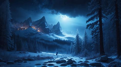 Night Snowy Forest by IKeeperOfSecrets on DeviantArt