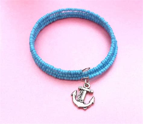 Blue Nautical Bracelet Blue Anchor Bracelet Nautical