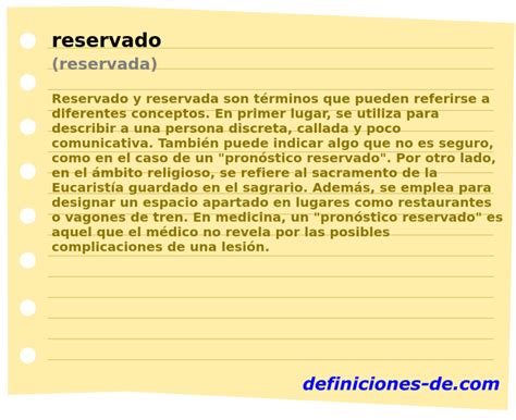 O Que Significa Reservado - Significado de «reservado (reservada)»