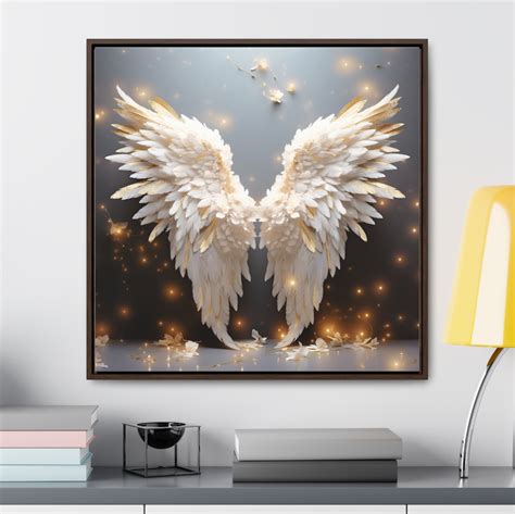 Stunning Ornate Angel Wings With White Roses Art Print Angel Wings