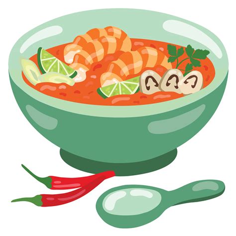 Sopa Tom Yum Kung Sopa Picante Tailandesa Ilustraci N Vectorial