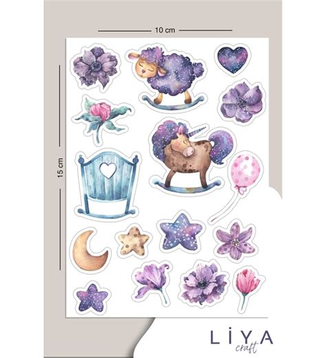 Mor Temalı Sticker Seti Planner Ajanda Bullet Journal İçin Uygun Set