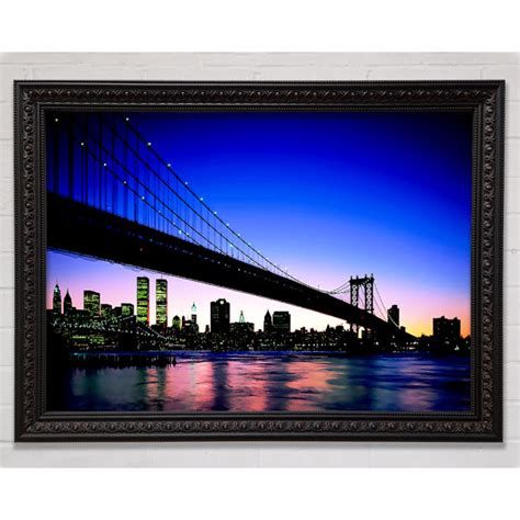 Ebern Designs New York City Afar Blue Single Picture Frame Art Prints