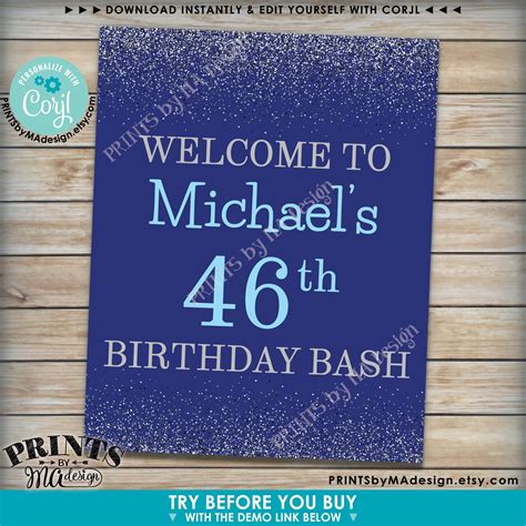 Editable Birthday Bash Sign Welcome To The Birthday Party Etsy