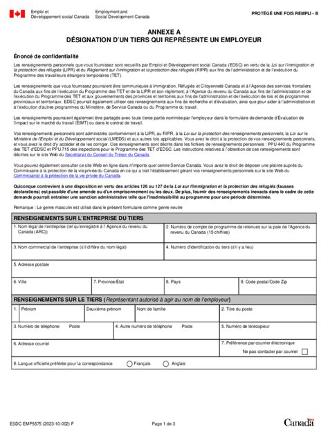 Remplissable En Ligne Esdc Emp5575pdf Service Canada Forms Faxer