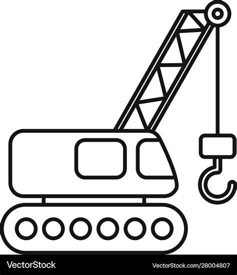 Excavator Construction Crane Icon Outline Style Vector Image