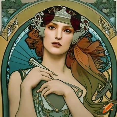 Art Nouveau Style Poster Of A Woman With A Book On Craiyon