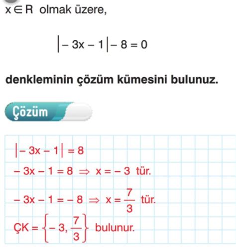 Mutlak De Er S N F Konu Anlat M Mutlak De Erli Denklemler E Itsizlikler