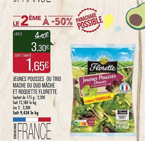 Promo Jeunes Pousses Ou Trio Mâche Ou Duo Mâche Et Roquette Florette