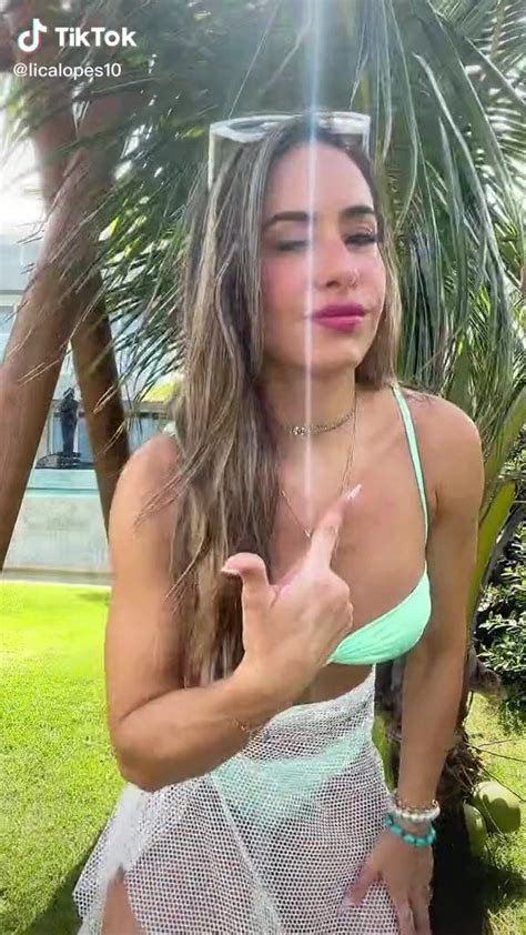 Sweetie Lica Lopes Ramalho Shows Cleavage In Light Green Bikini Top