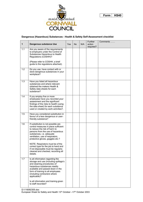 Dangerous Goods Checklist