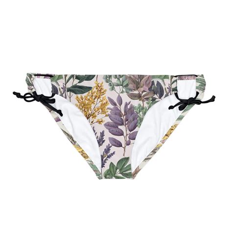 Custom Floral Loop Tie Side Bikini Bottom Adjustable Low Rise All Over Print AOP Stretch