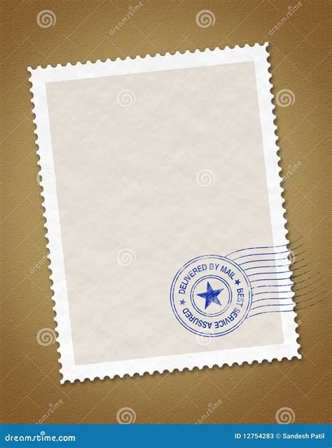 Postal Stamp Template With Shadow Retro Blank Postage Stamp With