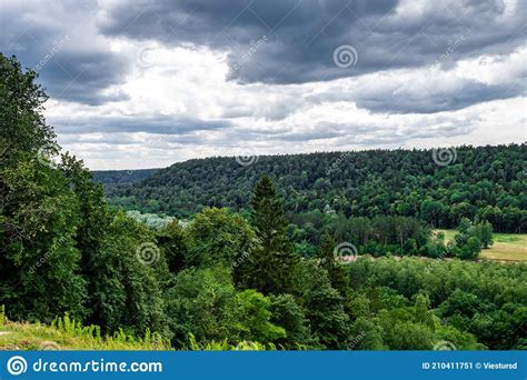 Beautiful And Colorful Forest Valley By The River Gauja In Sigulda