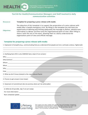 Fillable Online Tool Kit For Health Communication Managers And Staff