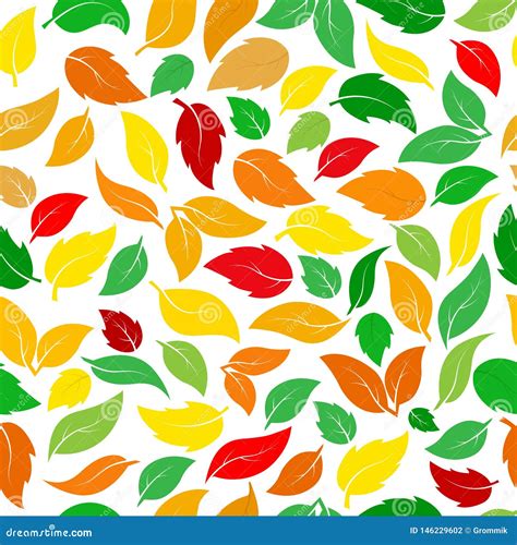 Seamless Pattern Of Leaves Of Different Plants In Summer And Autumn