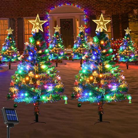 2 Set Solar Christmas Tree Christmas Lights For Outdoor Christmas Decorations Solar Xmas